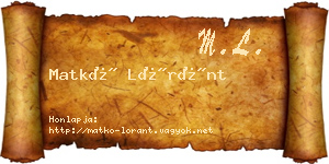 Matkó Lóránt névjegykártya
